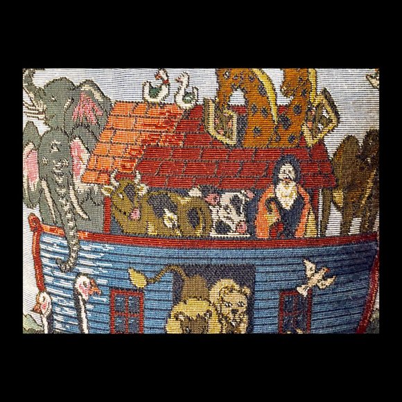 ▪️VTG▪️Noah's Ark Embroidered Tapestry Accent Pillow - Picture 3 of 7